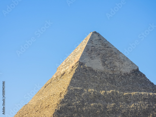 The pyramid of Khafre or of Chephren is the middle of the three Ancient Egyptian Pyramids of Giza, the second tallest and second largest of the group.