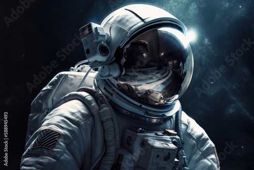 Photorealistic ai artwork of an astronaut in space. Generative ai. © JG Marshall