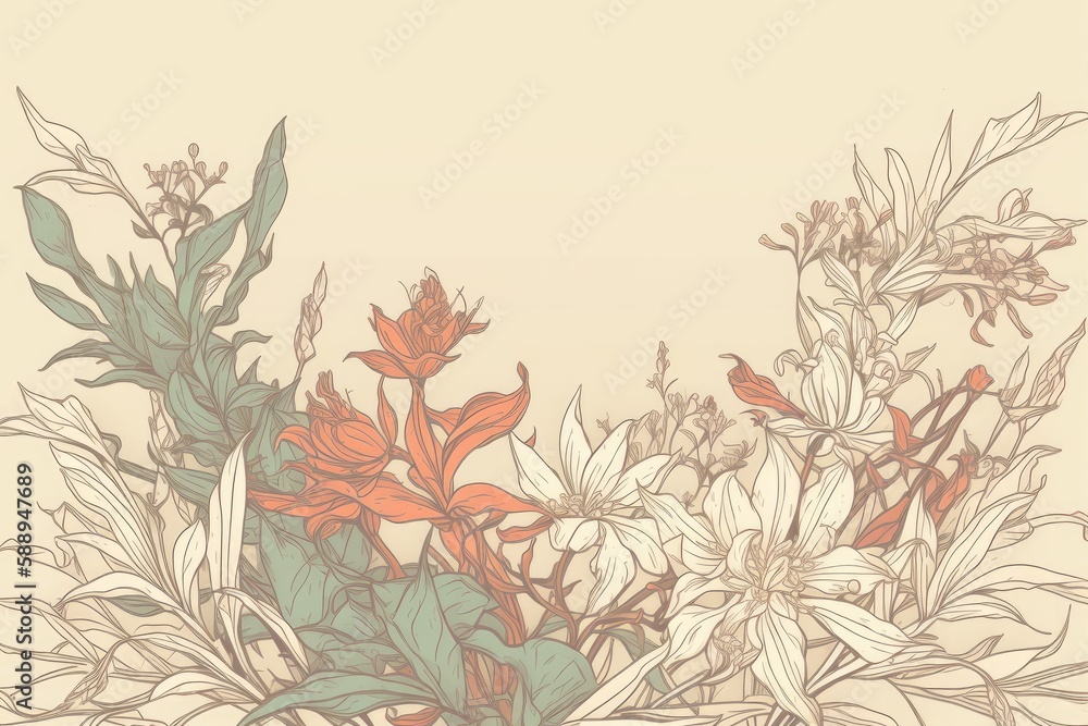 Obraz premium colorful bouquet of flowers on a neutral background. Generative AI