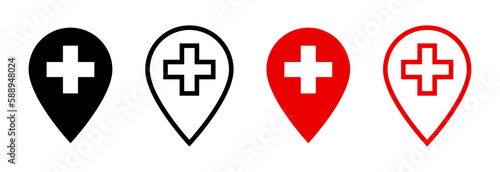 Medical location icon set