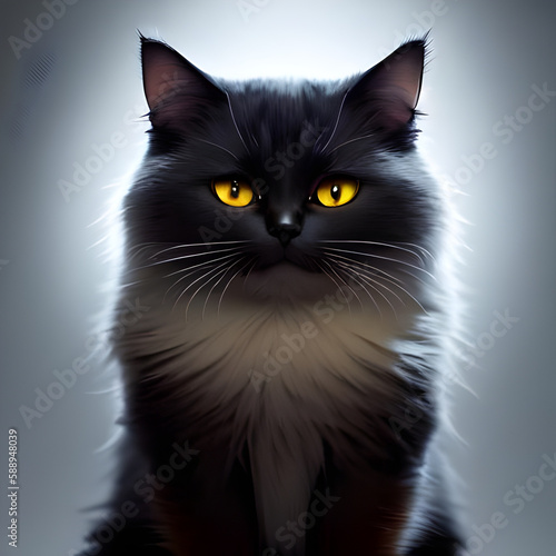 black and white cat portrait