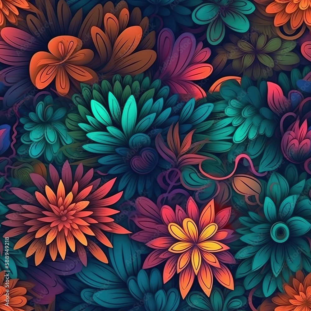 3D pattern flowers