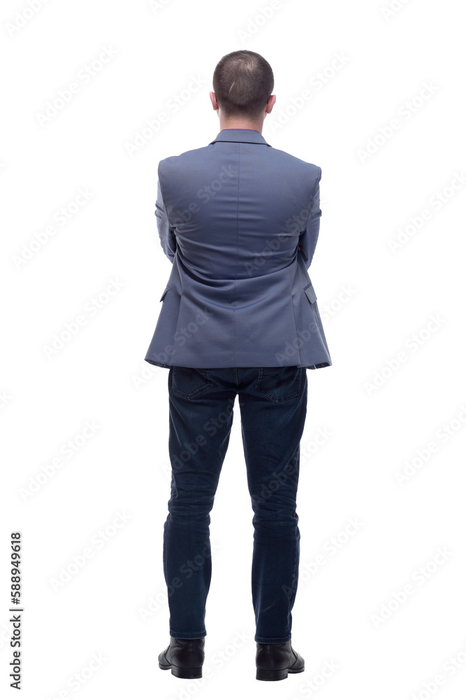 Fototapeta premium Full length portrait of businessman standing back