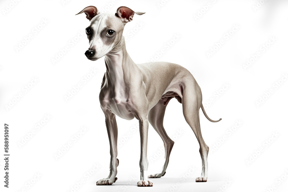 Graceful Italian Greyhound Dog on White Background - Capturing the Elegance and Athleticism of the Breed