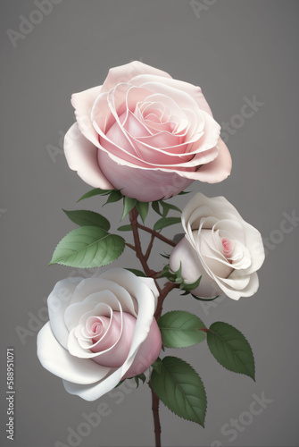 Pink rose flower 3d render 