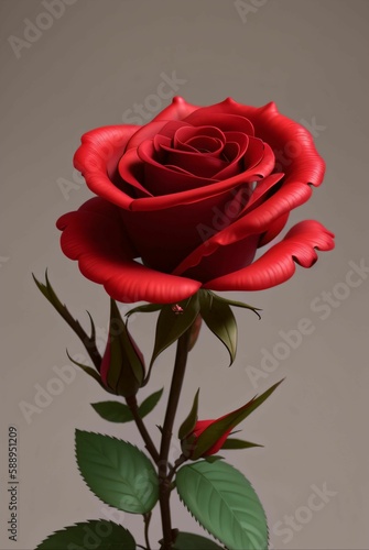 Red rose flower 3d render 