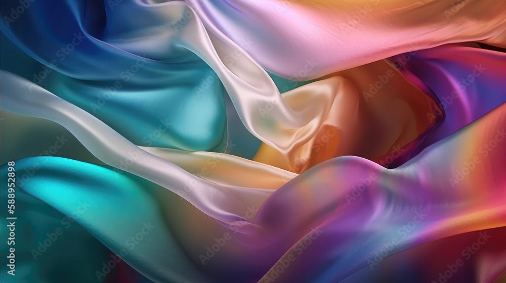 Obraz premium Abstract colorful light smooth silk background, AI generated