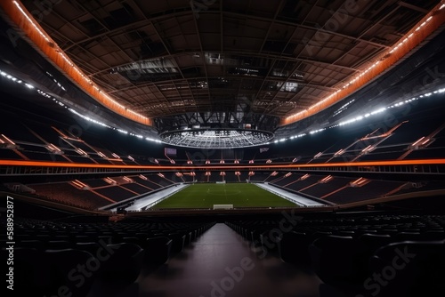 Inside of modern football stadium, generative AI