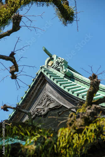 Tokyo, Japan - March 8, 2023: Detail of the Shibamata Taishakuten, a Buddhist temple in the city of Katsushika in Tokyo, Japan. photo