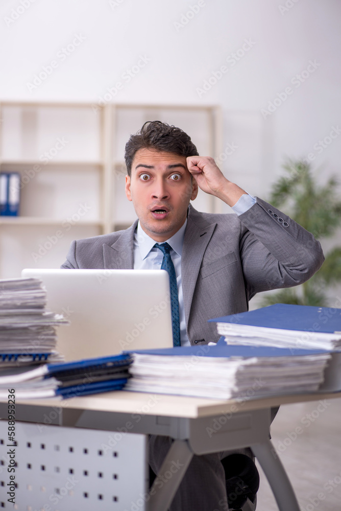 Young male employee working in the office Young male employee working in the office