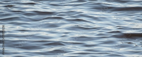 Gray blue panorama water background with soft waves on Florida river