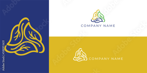 three leaves forming a triangle. Simple and uniue logo design