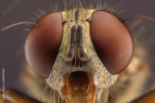 Leptophryne borbonica, a kind of fruit fly, chatters in a close-up front view. Generative AI © 2rogan