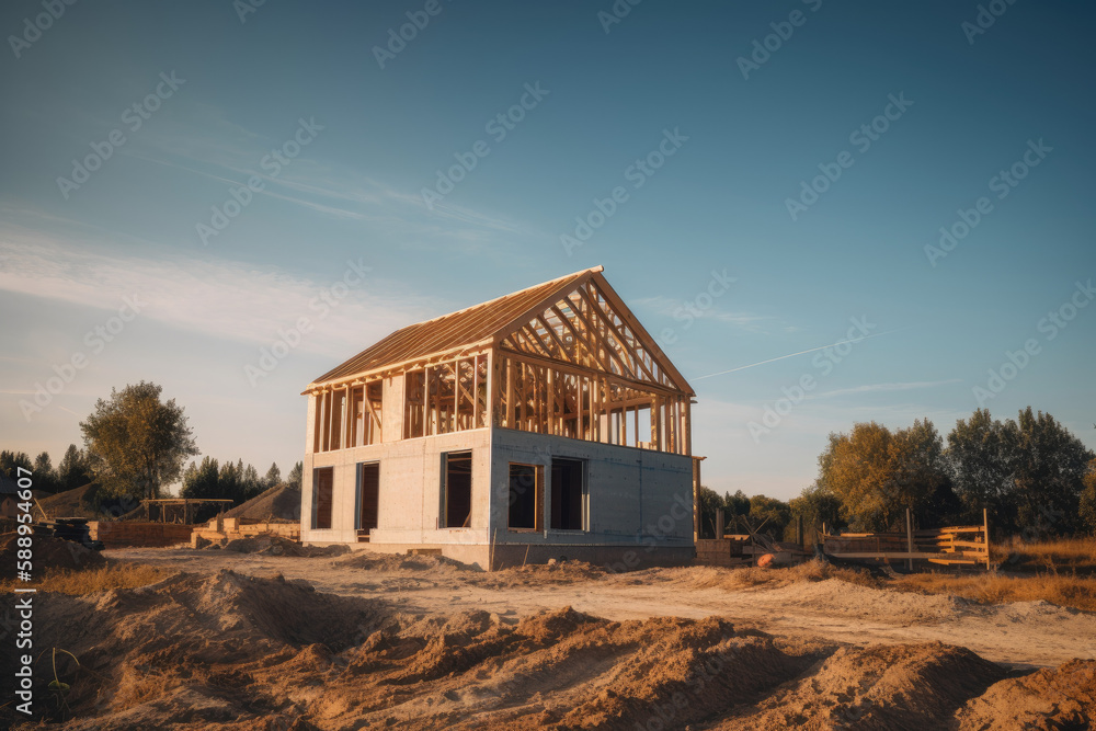 House under construction. Generative AI House under construction. Generative AI