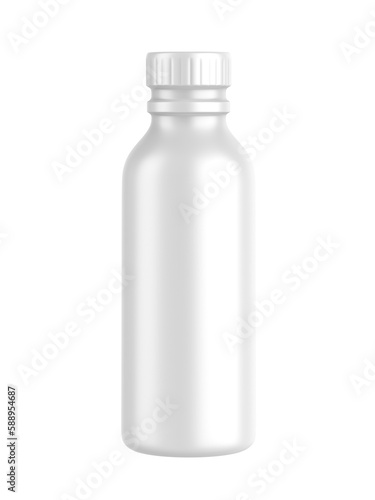 Blank plastic drink bottle with  shrink sleeve label for mockup and branding, 3d render illustration.