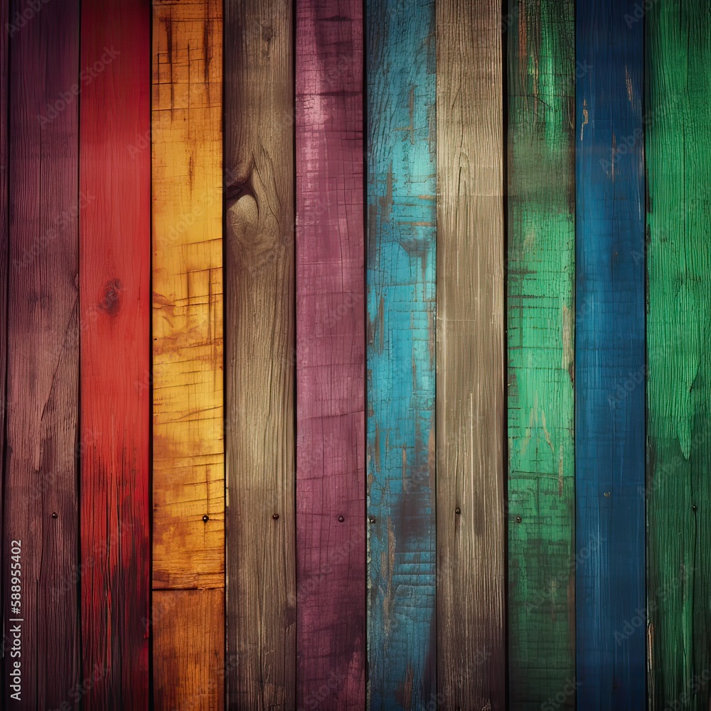 wooden colorful rainbow background made of wooden planks with copy space for text. Generative Ai. wooden colorful rainbow background made of wooden planks with copy space for text. Generative Ai.