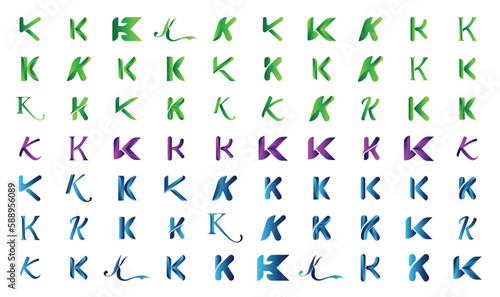 Modern creative gradient letter k logo collection 