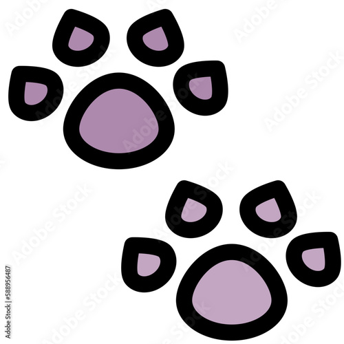paw print black outline filled color icon