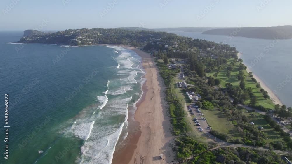 Idyllic Seascape At Palm Beach In NSW, Australia - aerial drone shot Idyllic Seascape At Palm Beach In NSW, Australia - aerial drone shot