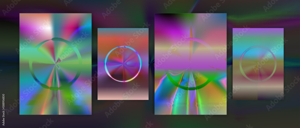 Circle futuristic 80s cover design retro vista vibrant abstract neon cyberpunk collection vector background