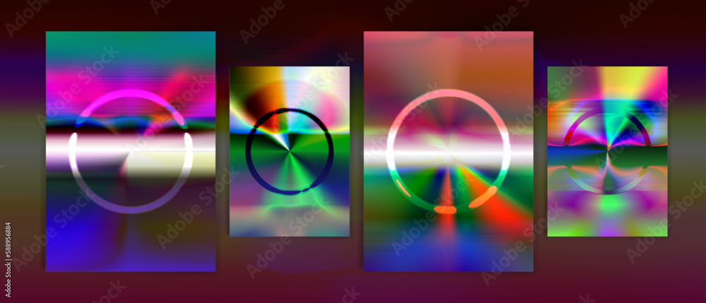 Circle futuristic 80s cover design retro fusion vibrant abstract neon cyberpunk collection vector background