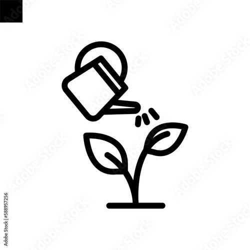 watering plant icon line style vector