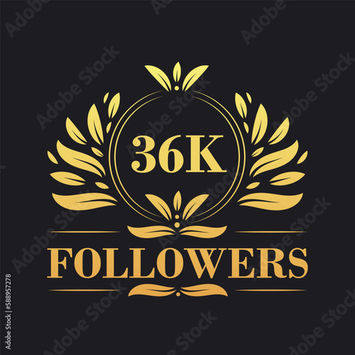36K Followers celebration design. Luxurious 36K Followers logo for social media followers
