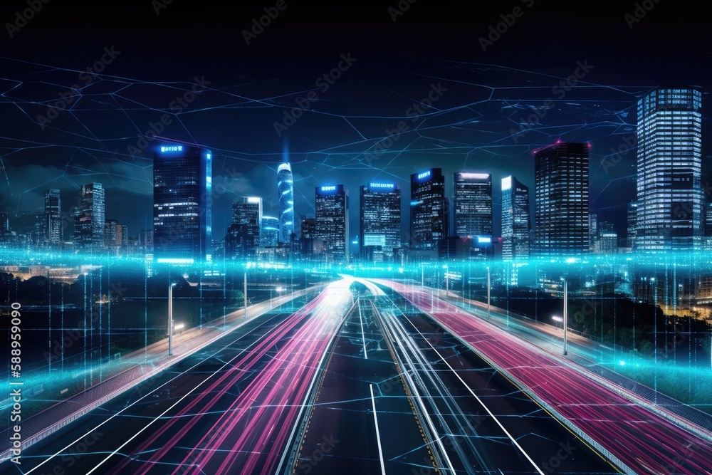 cityscape with geometric lines and shapes. Generative AI cityscape with geometric lines and shapes. Generative AI