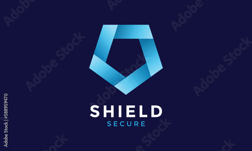 Pentagon blue color logo vector minimalist design symmetry simple graphic concept