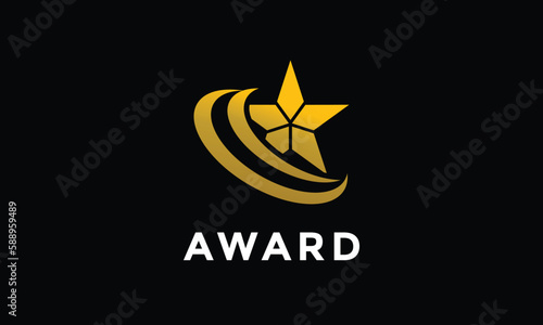Luxury logo vector star link connection golden color element circle concept design