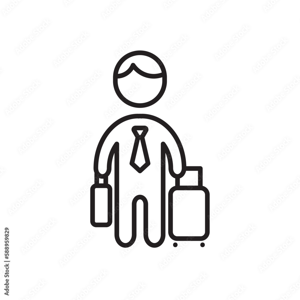 Business man business people icon with black outline style. job, resume, business, people, employment, manager, interview. Vector Illustration Business man business people icon with black outline style. job, resume, business, people, employment, manager, interview. Vector Illustration