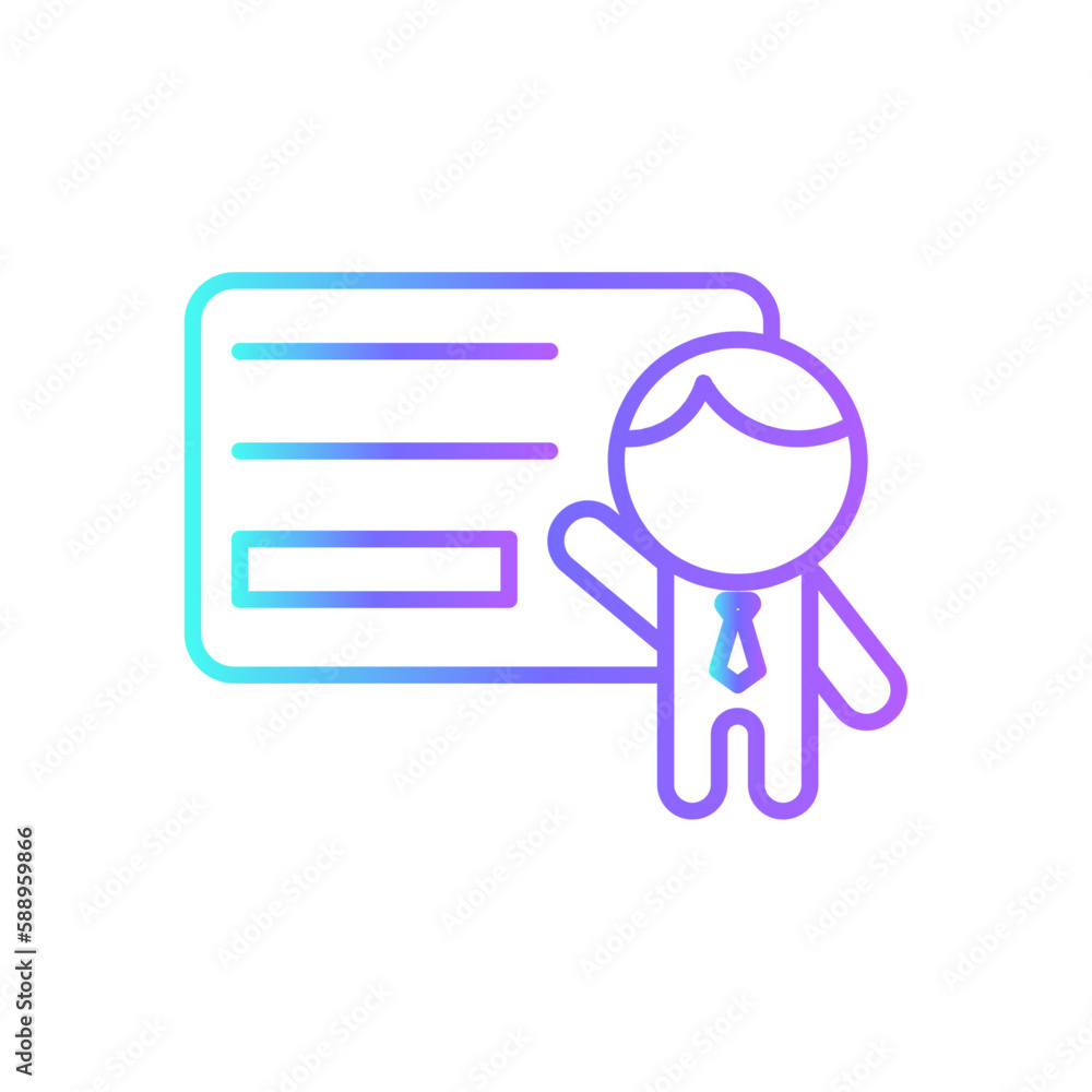 Presentation business people icon with purple blue outline style. job, business, employee, concept, people, hr, recruitment. Vector Illustration Presentation business people icon with purple blue outline style. job, business, employee, concept, people, hr, recruitment. Vector Illustration
