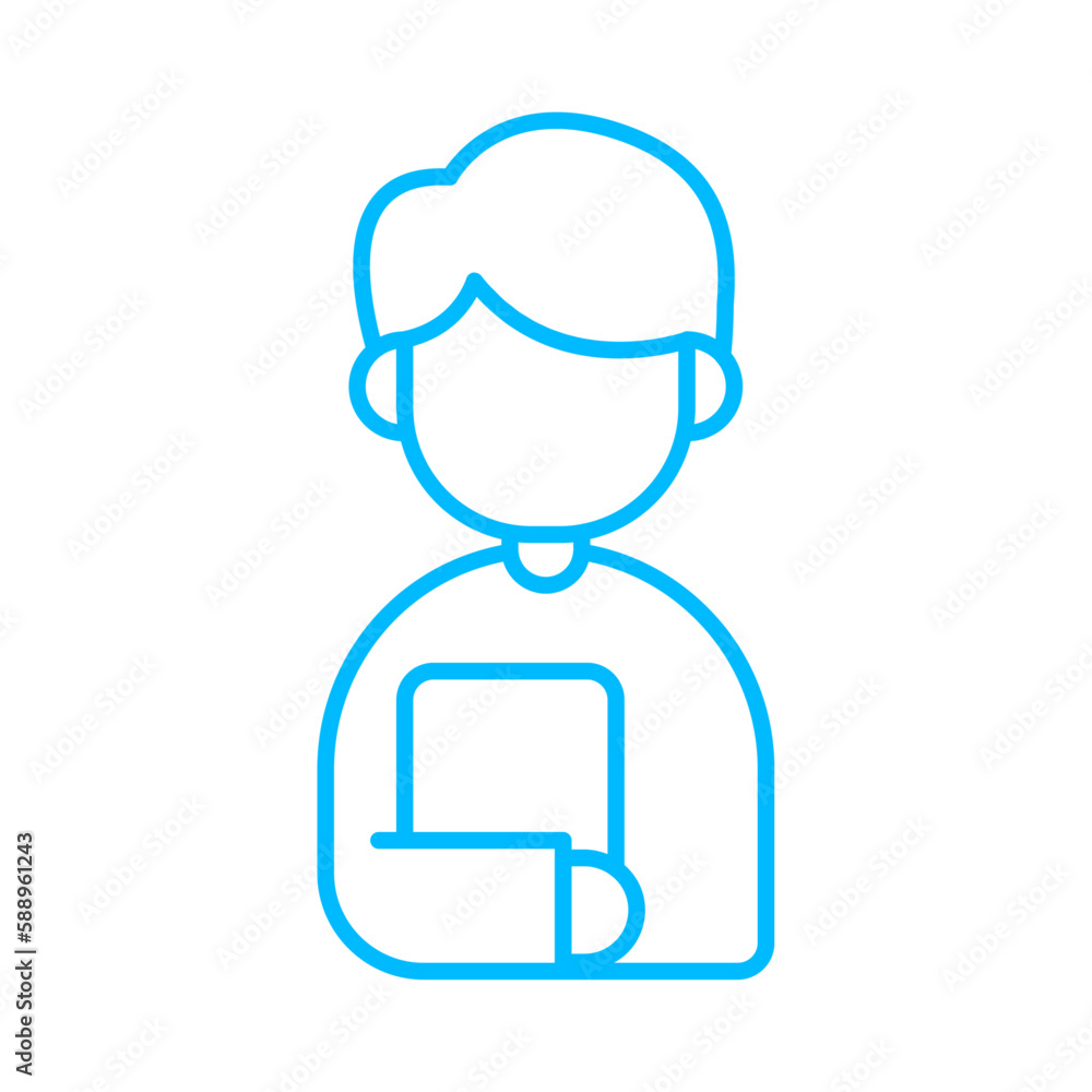 Employee business people icon with blue outline style. job, business, employee, concept, people, hr, recruitment. Vector Illustration