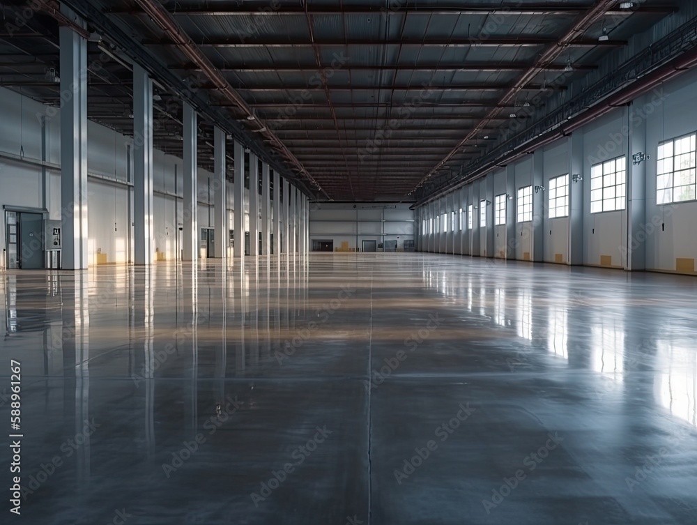 Empty warehouse in logistic center , ai generated