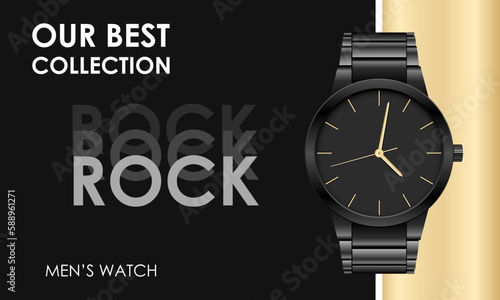 3d watch illustration vector poster. watch template poster vector social media