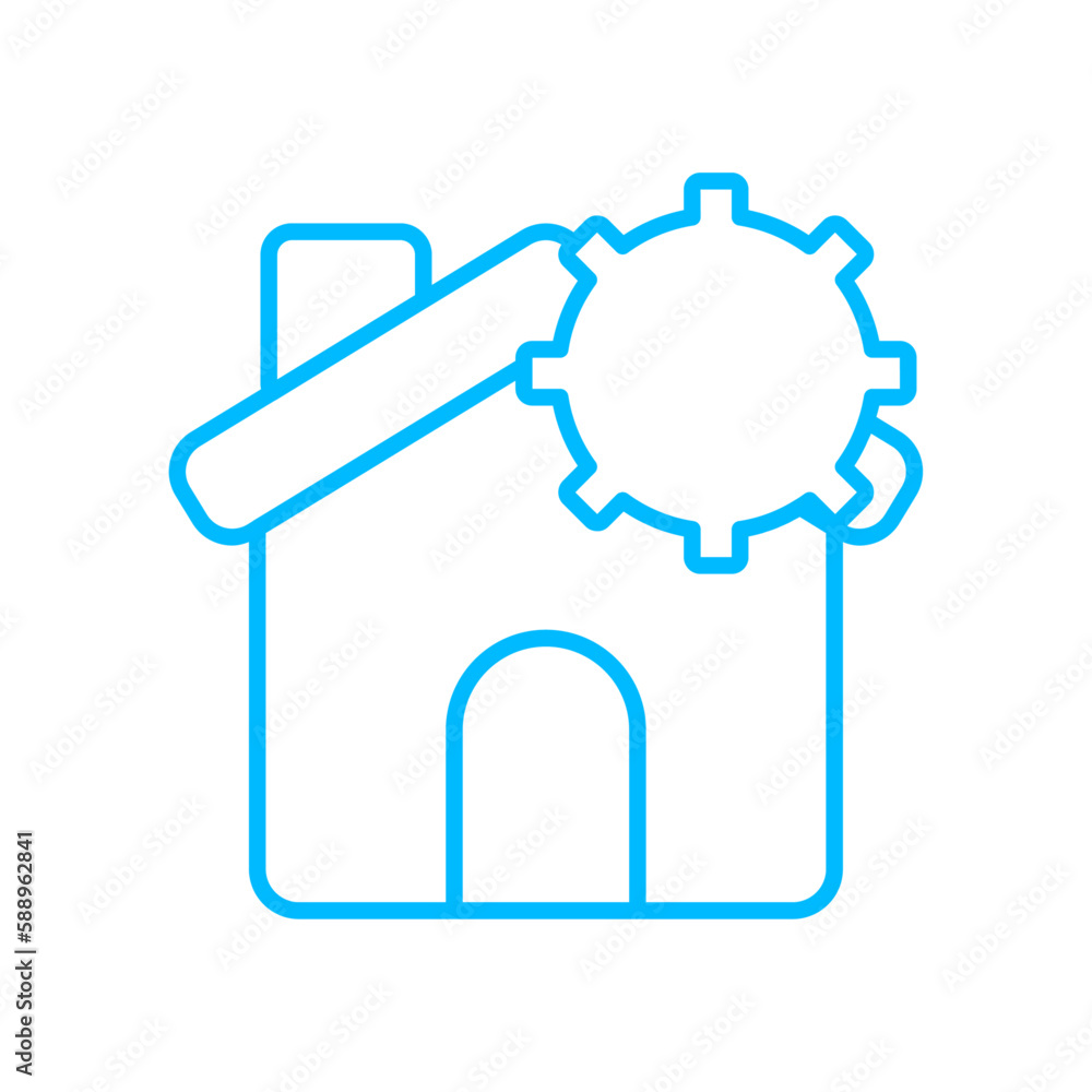 Management real estate icon with blue outline style. application, home, house, business, property, estate, sale, building. Vector Illustration. Vector Illustration Management real estate icon with blue outline style. application, home, house, business, property, estate, sale, building. Vector Illustration. Vector Illustration