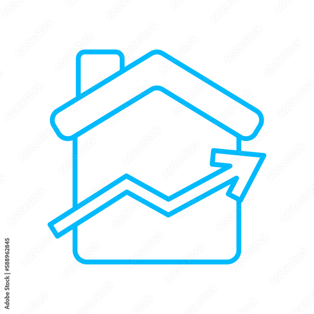 Real estate real estate icon with blue outline style. property, house, home, price, business, investment, mortgage. Vector Illustration. Vector Illustration