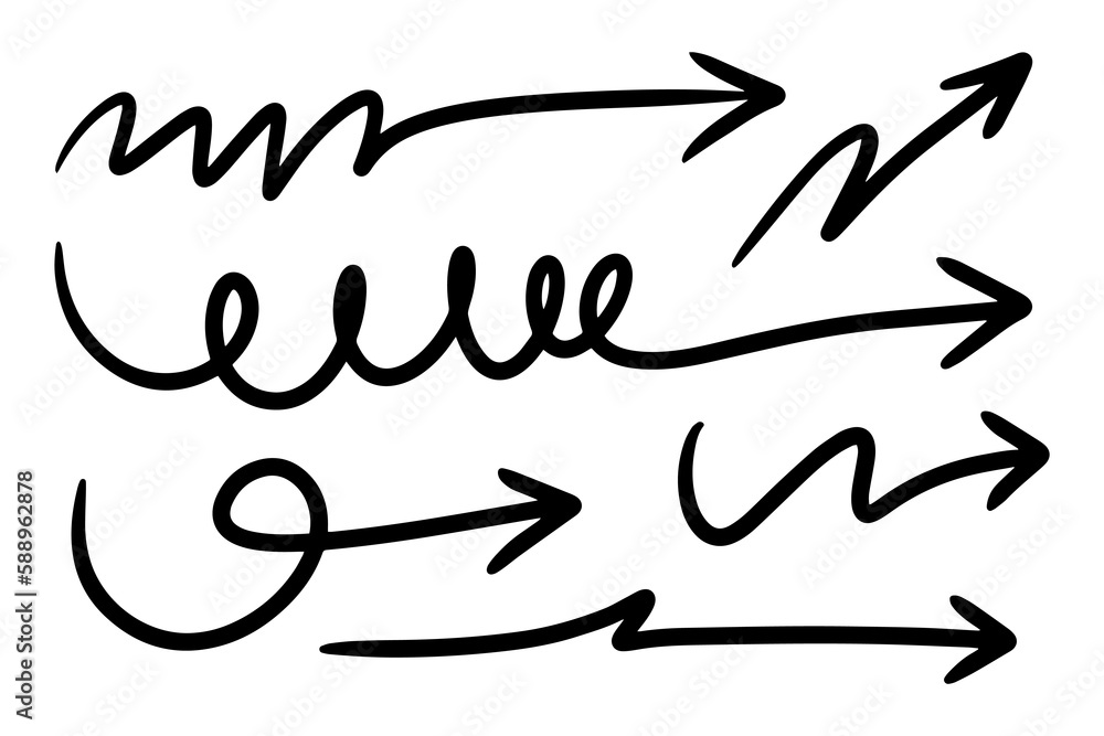 Obraz premium hand drawn arrow set. Doodle vector illustration. eps 10.