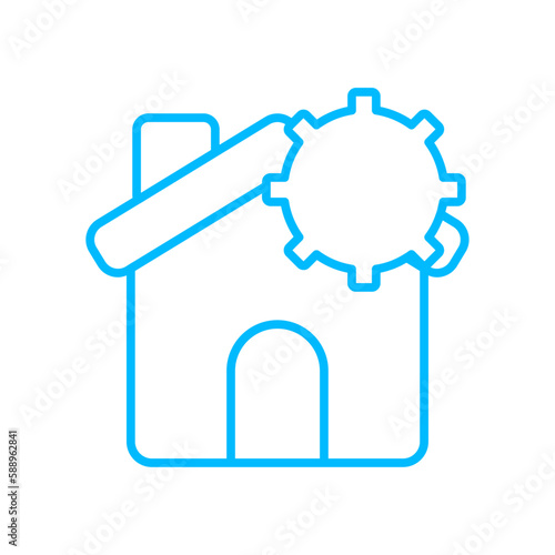 Management real estate icon with blue outline style. application, home, house, business, property, estate, sale, building. Vector Illustration. Vector Illustration