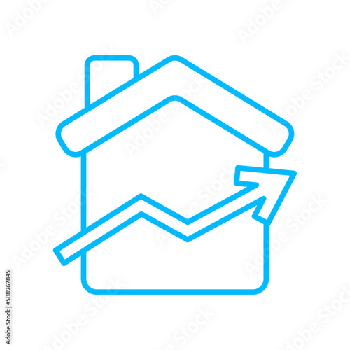 Real estate real estate icon with blue outline style. property, house, home, price, business, investment, mortgage. Vector Illustration. Vector Illustration