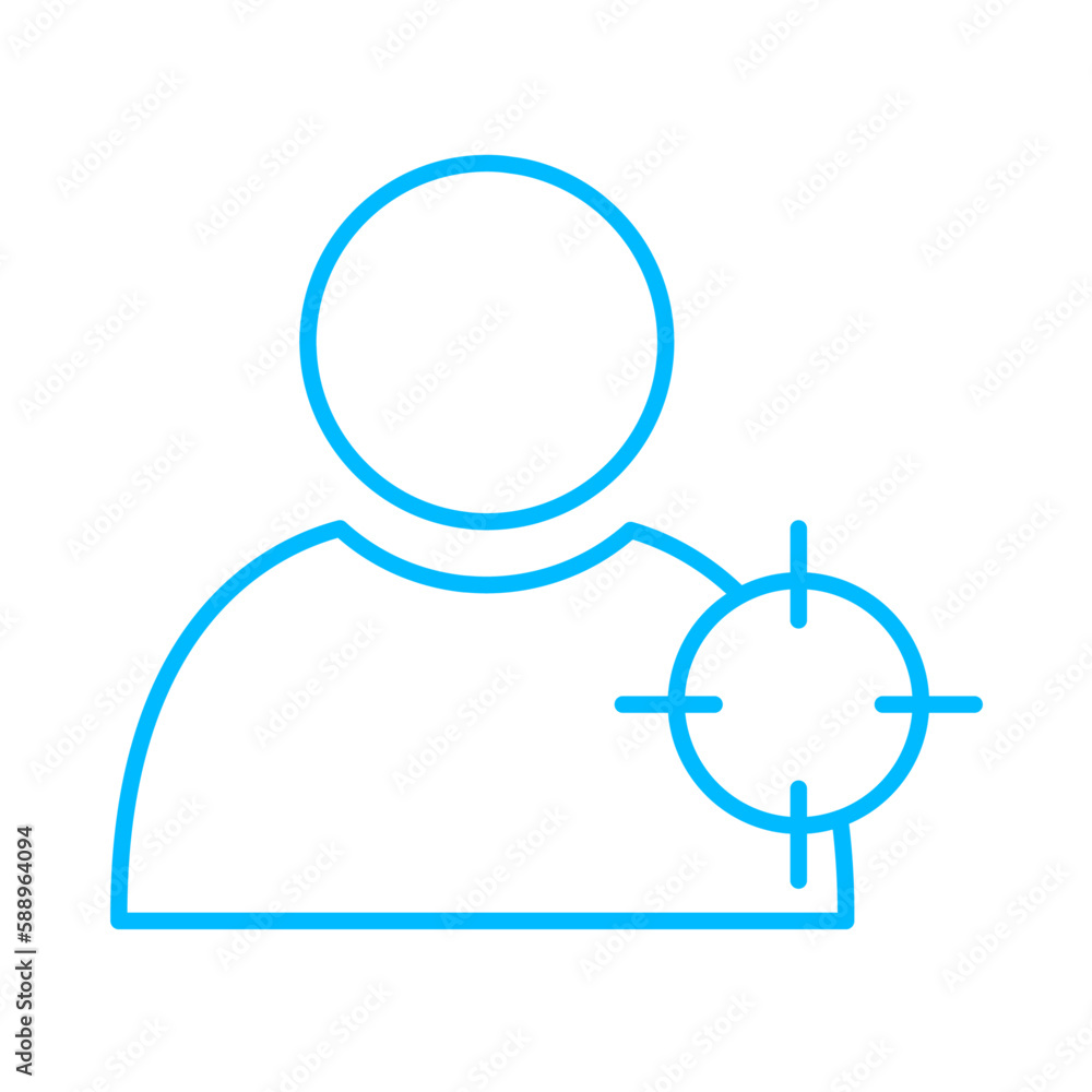 Customer target icon with blue outline style. target, marketing, concept, customer, business, group, audience. Vector illustration