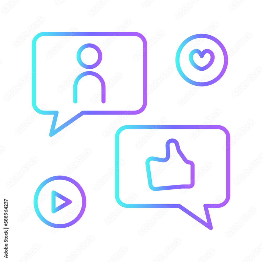 Social media icon with purple blue outline style. marketing, business, network, web, internet, concept, technology. Vector illustration Social media icon with purple blue outline style. marketing, business, network, web, internet, concept, technology. Vector illustration