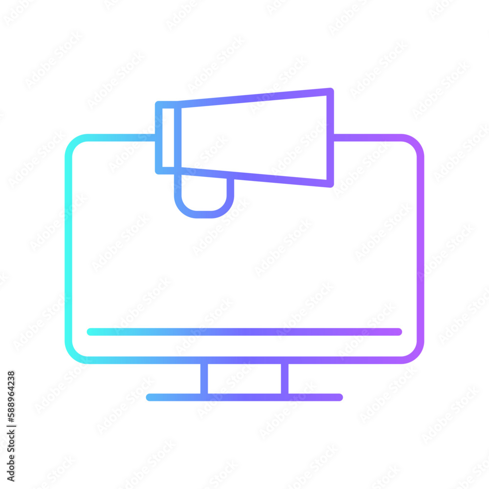 Dekstop icon with purple blue outline style. modern, internet, business, display, technology, vector, isolated. Vector illustration Dekstop icon with purple blue outline style. modern, internet, business, display, technology, vector, isolated. Vector illustration