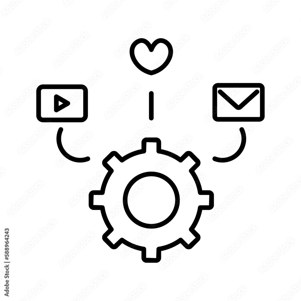 Management icon with black outline style. office, computer, project, digital, concept, person, meeting. Vector illustration Management icon with black outline style. office, computer, project, digital, concept, person, meeting. Vector illustration
