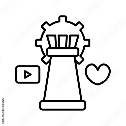 Digital strategi icon with black outline style. business, strategy, marketing, technology, network, digital, concept. Vector illustration