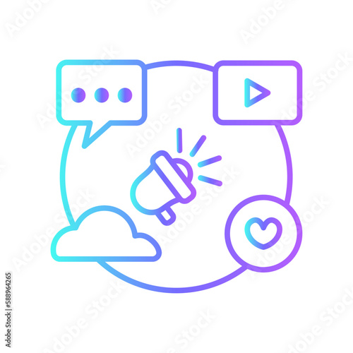 Digital icon with purple blue outline style. technology, network, concept, digital, data, business, background. Vector illustration