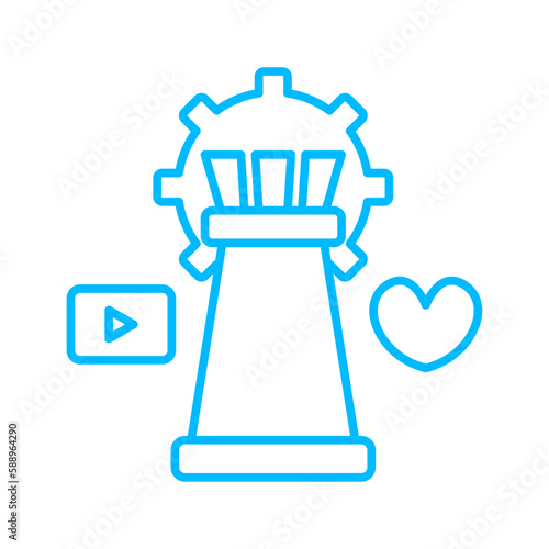 Digital strategi icon with blue outline style. business, strategy, marketing, technology, network, digital, concept. Vector illustration