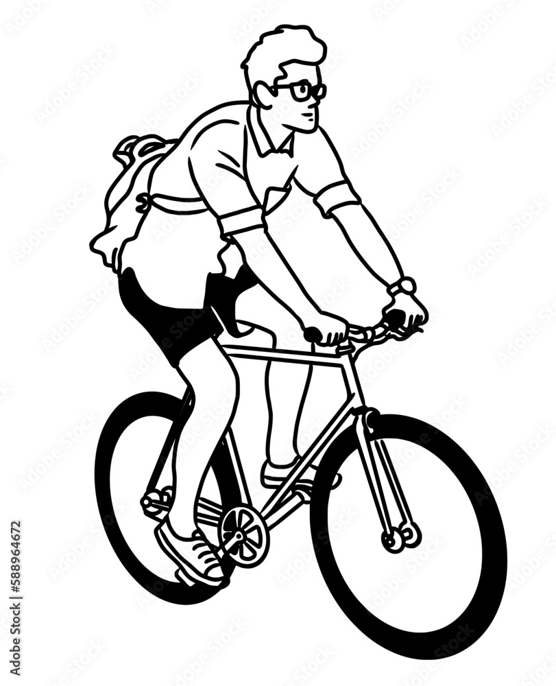 Naklejka premium Riding Bicycle for Commuting. Bike to Work. 