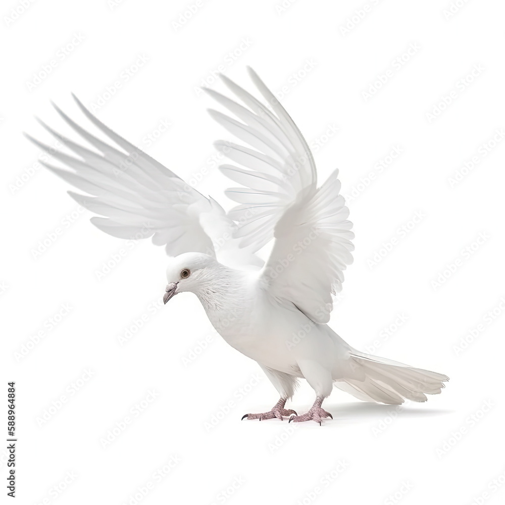 white dove on white background