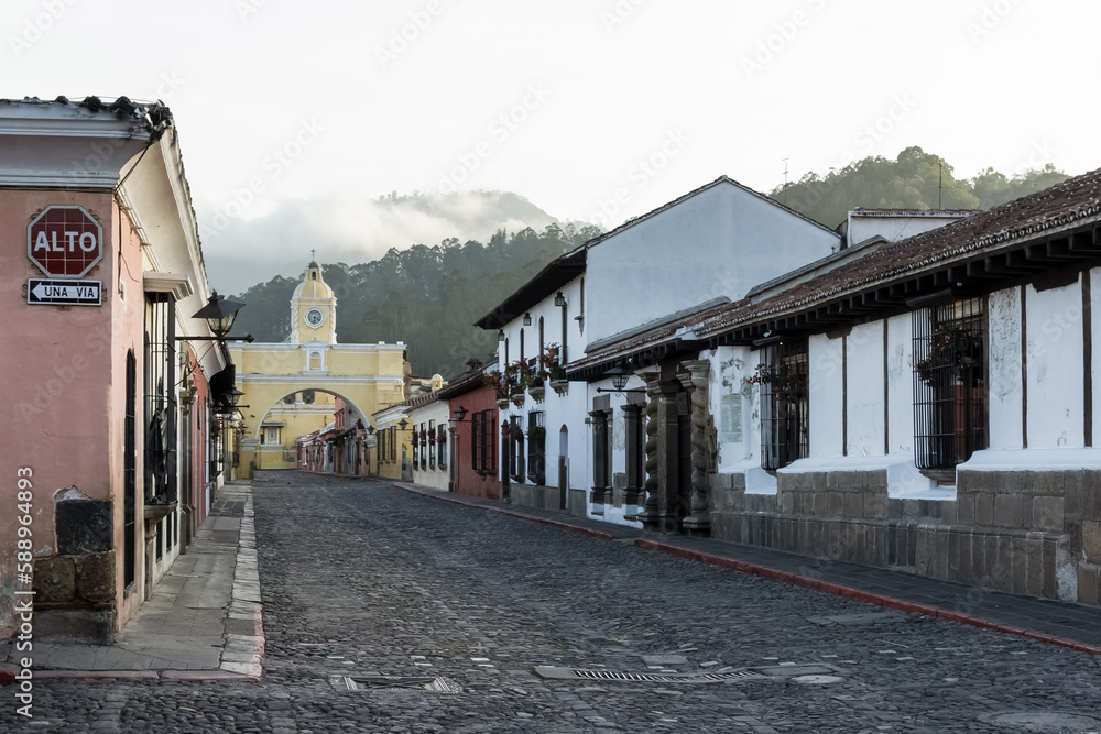 Architectural detail of Antigua Guatemala, a city in the central highlands of Guatemala (former capital of Guatemala) which has retained its colonial architectural features to this day Architectural detail of Antigua Guatemala, a city in the central highlands of Guatemala (former capital of Guatemala) which has retained its colonial architectural features to this day